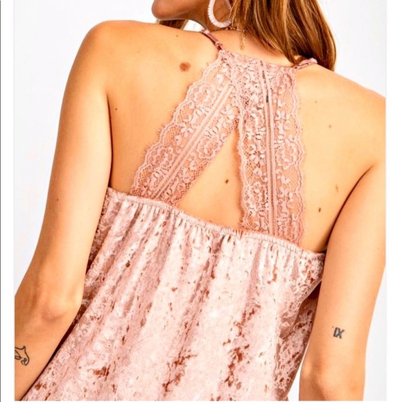 EASEL Rose Velvet Lace Racerback Camisole Top NWT - Picture 2 of 7